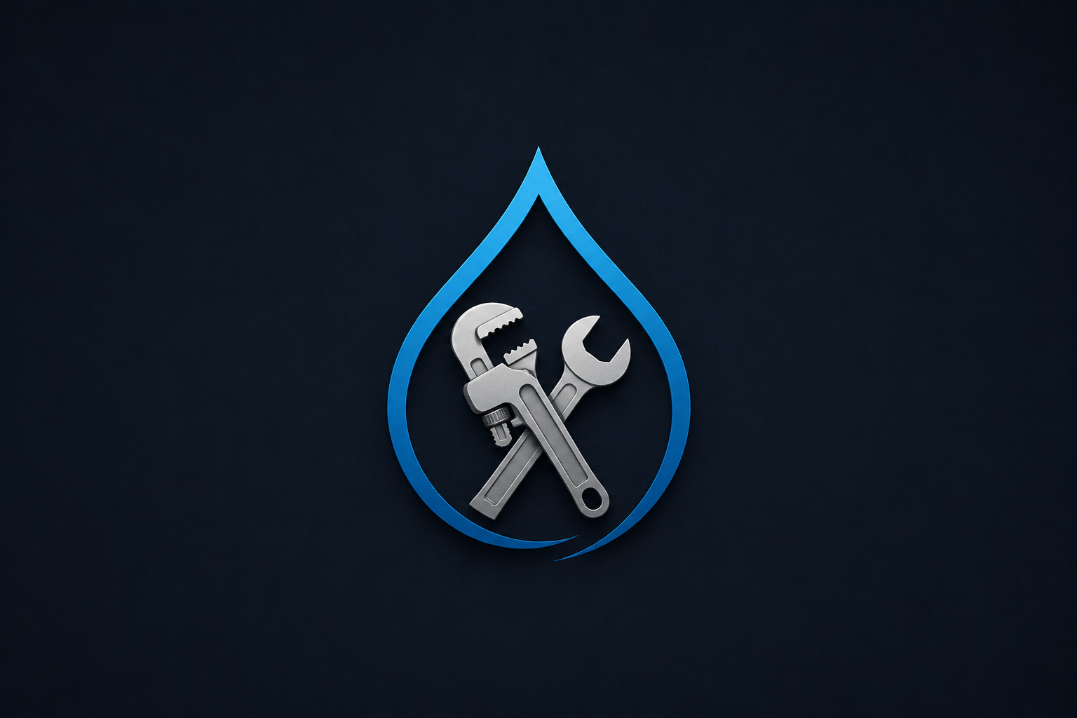General plumbing graphic — water droplet with pipe wrench and spanner